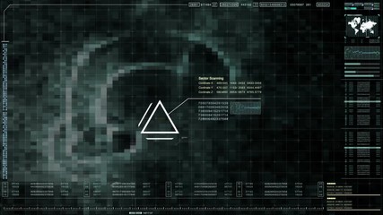 Leinwandbilder - Military head up display targeting and tracking enemy in digital cyber space particles background