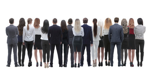 Canvas Print - Back view group of business people. Rear view. Isolated over white background.