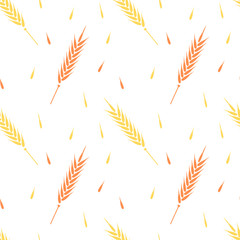 Wall Mural - Vector seamless pattern illustration ears of wheat. Hand drawn bakery background.