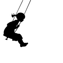 Silhouette Girl Play Swinging Swing
