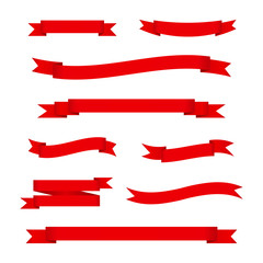 Wall Mural - Set of red ribbon banners vector illustration