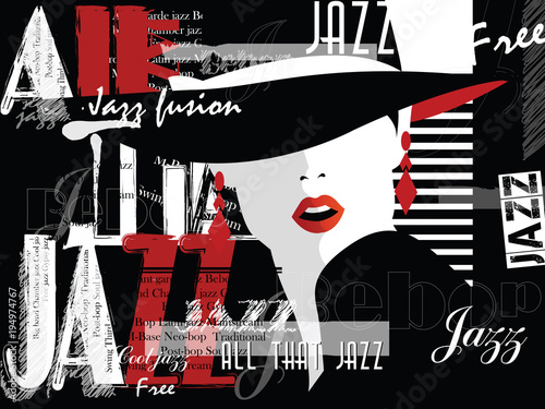 Obrazy Jazz  muzyka-jazzowa-plakat-szablon-tlo-widok-z-przodu-portret-twarzy-kobiety