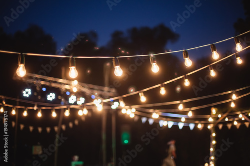 Fotografie, Obraz A garland of light bulbs in the decoration of the night ceremony