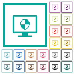 Poster - Computer security flat color icons with quadrant frames