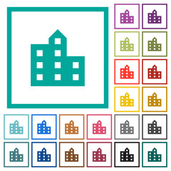 Canvas Print - City silhouette flat color icons with quadrant frames