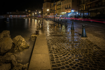 Canvas Print - the night city of France Villefranche sur mer