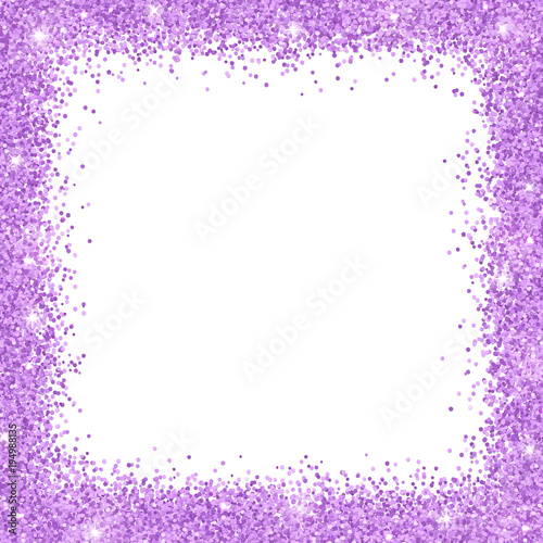 Lilac glitter border frame on white background. Vector Stock Vector