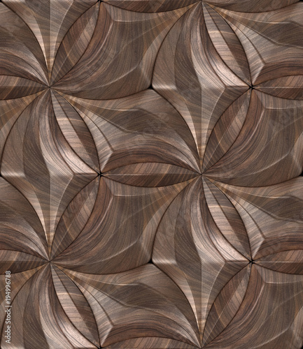 Dekoracja na wymiar  tapeta-z-drewnianymi-plytkami-3d-w-stylu-eko-material-drewno-orzech-wzor-swietej-geometrii
