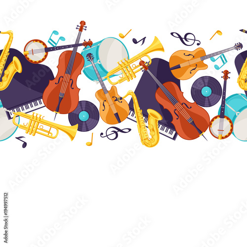 Dekoracja na wymiar  wzor-muzyki-jazzowej-z-instrumentami-muzycznymi