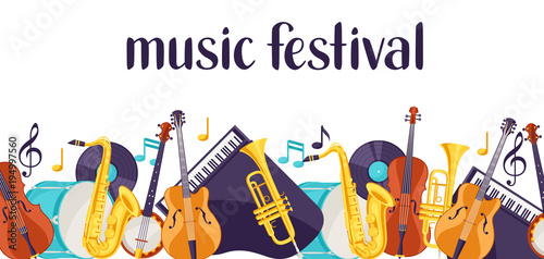 jazz-music-festival-banner-with-musical-instruments