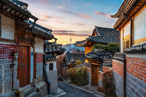 Photo Bukchon Hanok Village of seoul city in Korea.