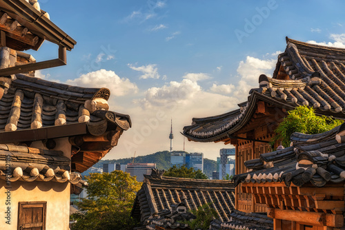 Bukchon Hanok Village of seoul city in Korea. Canvas Print
