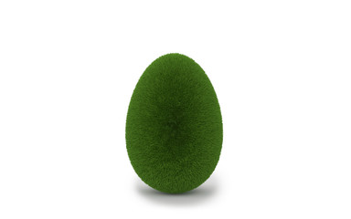 Poster - Grass easter eggs isolated on white background, 3d render