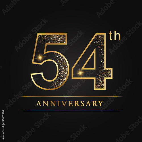 Poster anniversary, aniversary, fifty-four years anniversary celebration logotype