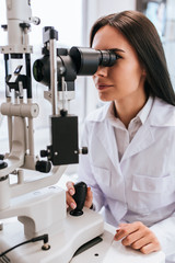 Female doctor in ophthalmology clinic