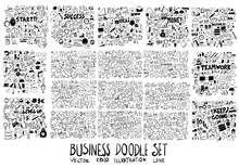 Combination Solid And Line Business Money Doodle Vector Collection Set Eps10