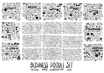 Wall Mural - Combination Solid and line Business Money doodle vector collection set eps10