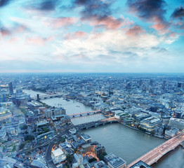 Sticker - Aerial view of London skyline at night, London