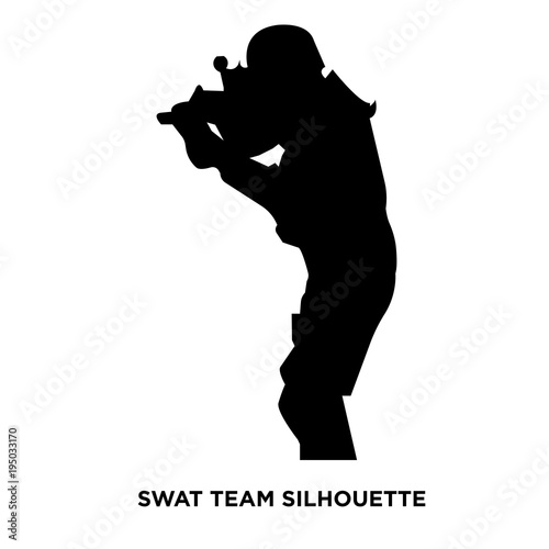 Foto  swat team silhouette on white background
