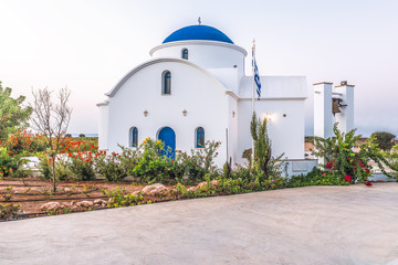 Wall Mural - The multi Denominational Church of St Nicholas on a shore closeup in Paphos, Cyprus.