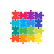A set of 16 parts of a puzzle of different colors. The concept of infographic. Business idea. Vector illustration