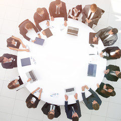 Canvas Print - view from the top.meeting business partners for round - table.