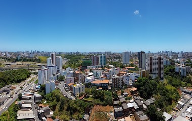 A clear blue sky on city of Salvador