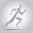 3D polygonal human body. Sprinter Running figure on white background