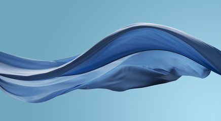 cloth wave movement in the air on blue sky tone background