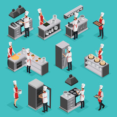 Sticker - Isometric Cooking Process Elements Set