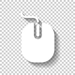 Poster - computer mouse icon. White icon with shadow on transparent background