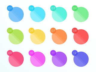 Poster - numbered flat circle text boxes 1 to 12 vector
