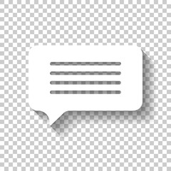 Poster - message cloud icon. white icon with shadow on transparent background