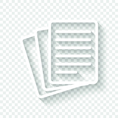 Poster - Stack Of Paper icon. White icon with shadow on transparent background