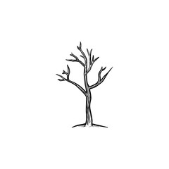 Wall Mural - Dry tree hand drawn outline doodle icon. Global warming vector sketch illustration with dry tree for print, web, mobile and infographics isolated on white background.