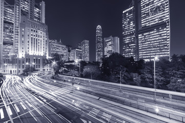 Central district of Hong Kong city at night