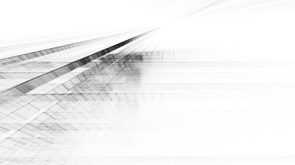 Poster - Abstract black element on white. Regular dots and grids pattern. Perspective composition. Detailed fractal graphics. Information technology concept.