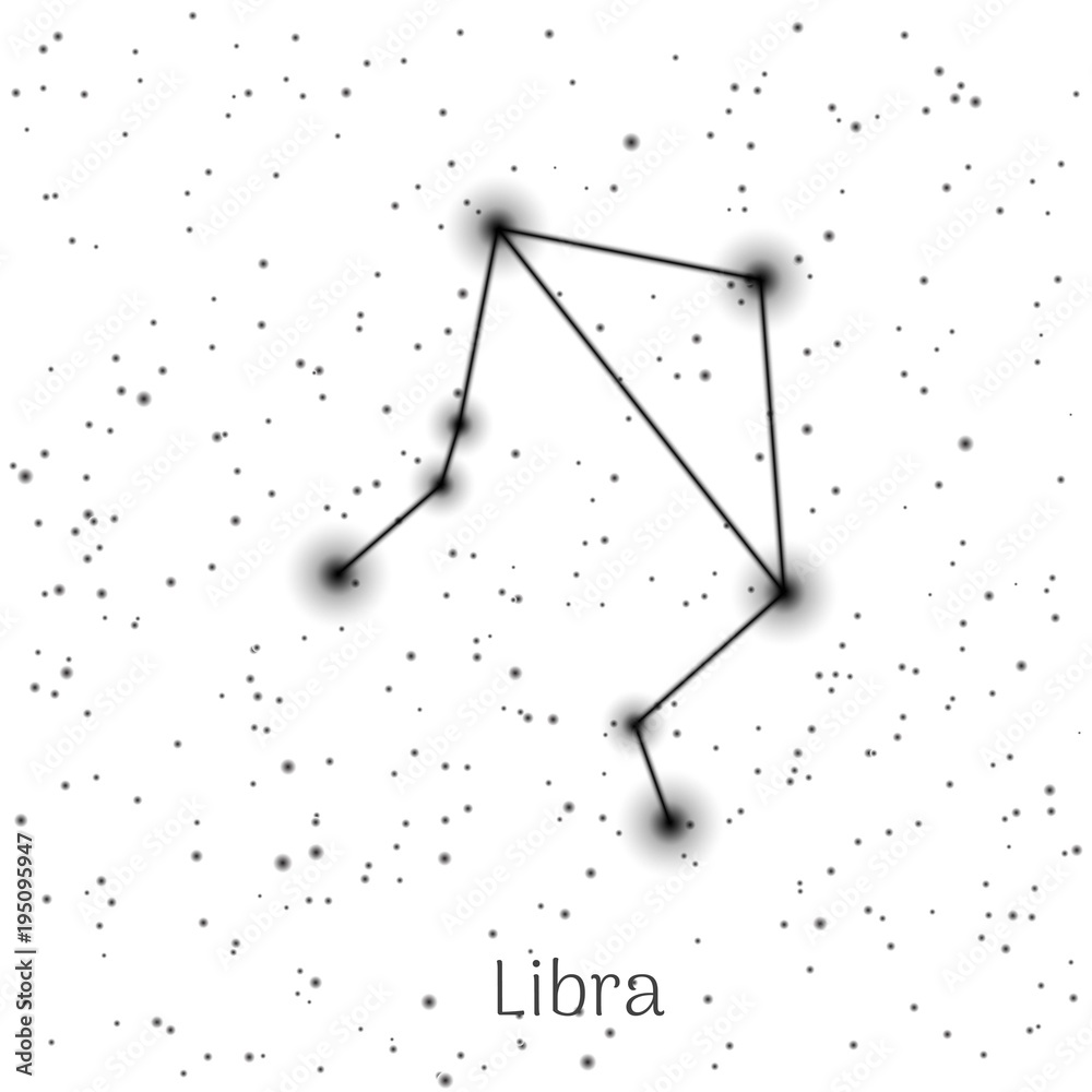 Sign zodiac libra, white sky background, realistic. Astrological symbol of equilibrium, balance and harmony. Vector illustration of ancient sacral image - obrazy, fototapety, plakaty 