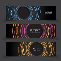 Vector banners set. Colorful geometric shapes composition.