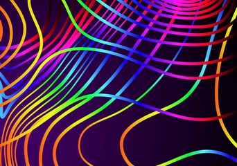 Aufkleber - Abstract Colorful rainbow topographic contours lines of mountains background. Topography map art curve drawing. vector illustration.