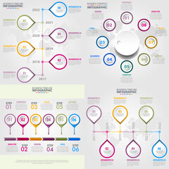 Wall Mural - Business timeline strategy infographics design template set Vector eps10