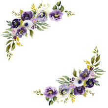 Wedding Frame Wreath Green And Purple Flowers Ornament