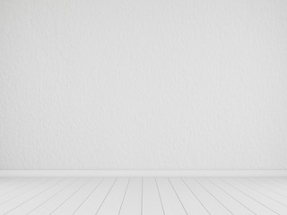 Aufkleber - 3D stimulate of white room space and light plank wood floor texture ,Perspective of future design building