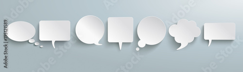 Fotomural White Paper Speech Bubbles Gray Header