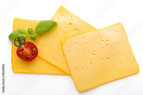 Fotografía Cheese slice isolated on the white background.