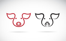 Vector Of A Pig Head Design On A White Background. Farm Animals.