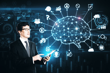 Poster - Artificial intelligence and brainstorm concept