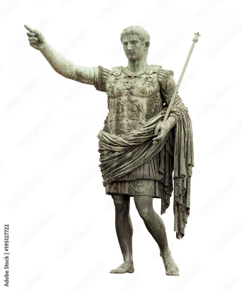 statue of Caesar in Rome isolated on white - obrazy, fototapety, plakaty 
