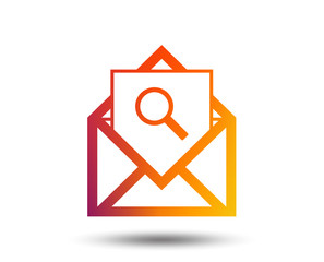 Poster - Mail search icon. Envelope symbol. Message sign. Mail navigation button. Blurred gradient design element. Vivid graphic flat icon. Vector