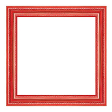 The Antique Red Frame On The White Background